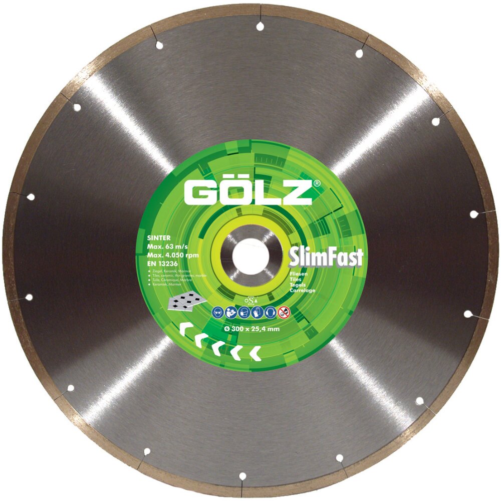 GÖLZ Diamanttrennscheibe Slim Fast - Ø 300 mm, 25,4 mm Bohrung für Keramik, Feinsteinzeug, Fliesen, Marmor & Granit