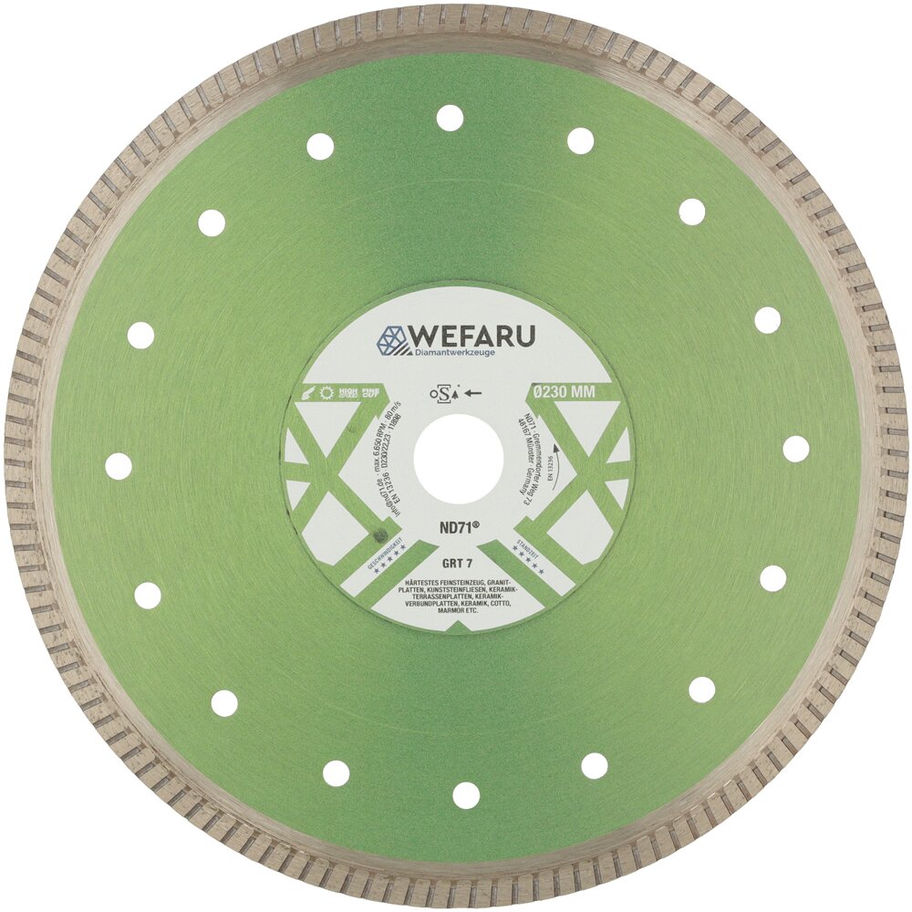 WEFARU Diamanttrennscheibe GRT 7 Ø 115 – 350 mm – für 2 cm Feinsteinzeug & 4 cm Granit – ideal für Fliesenleger, GaLaBau