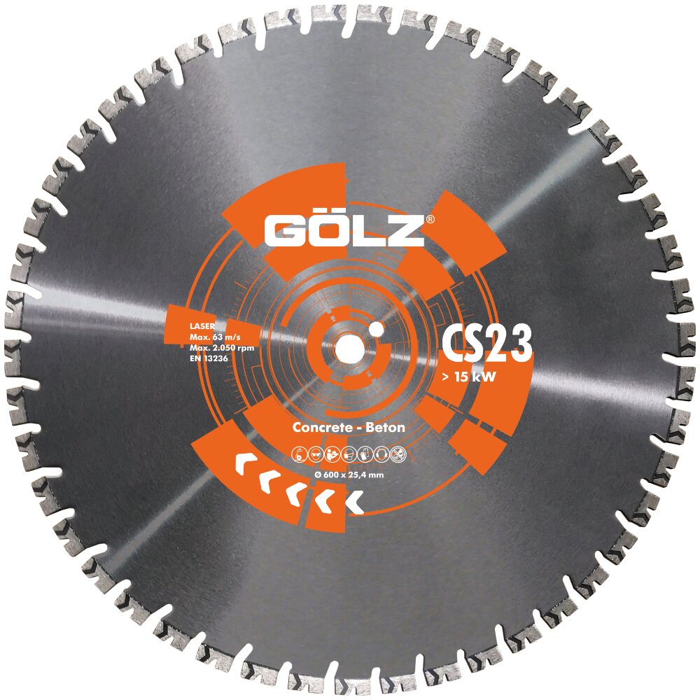 GÖLZ Diamanttrennscheibe CS23 Ø 1000 mm, 25,4 mm Bohrung für Elektro-Fugenschneider ab 15 kW für Beton, Stahlbeton