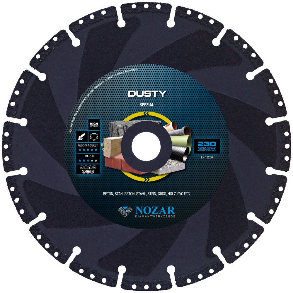 Nozar Diamanttrennscheibe Dusty Ø 150 mm, 22,23 mm Bohrung für Beton, Stahlbeton, Stahl, Stein, Guss, Holz, PVC, etc