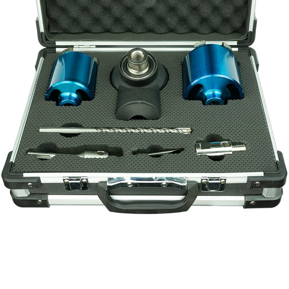 Diamant Dosensenker Set DKX Ø 68 & 82 mm inkl. Staubabsaugung für Beton, Beton leicht armiert, hochverdichteter Kalksandstein, etc