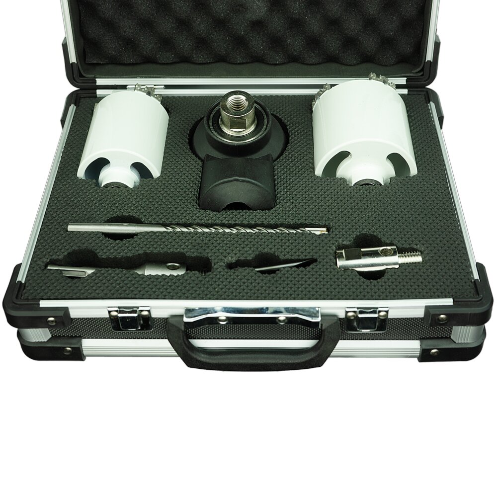 Diamant Dosensenker Set DWK Ø 68 & 82 mm inkl. Staubabsaugung für hochverdichteter Kalksandstein, Beton, Klinker, etc