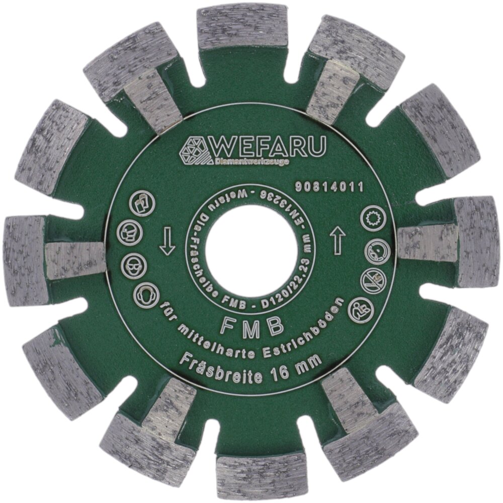 Diamant Frässcheibe Ø 120 mm,16 mm Fräsbreite für mittelharte Estriche für Fußbodenheizung, Bodenfräsen