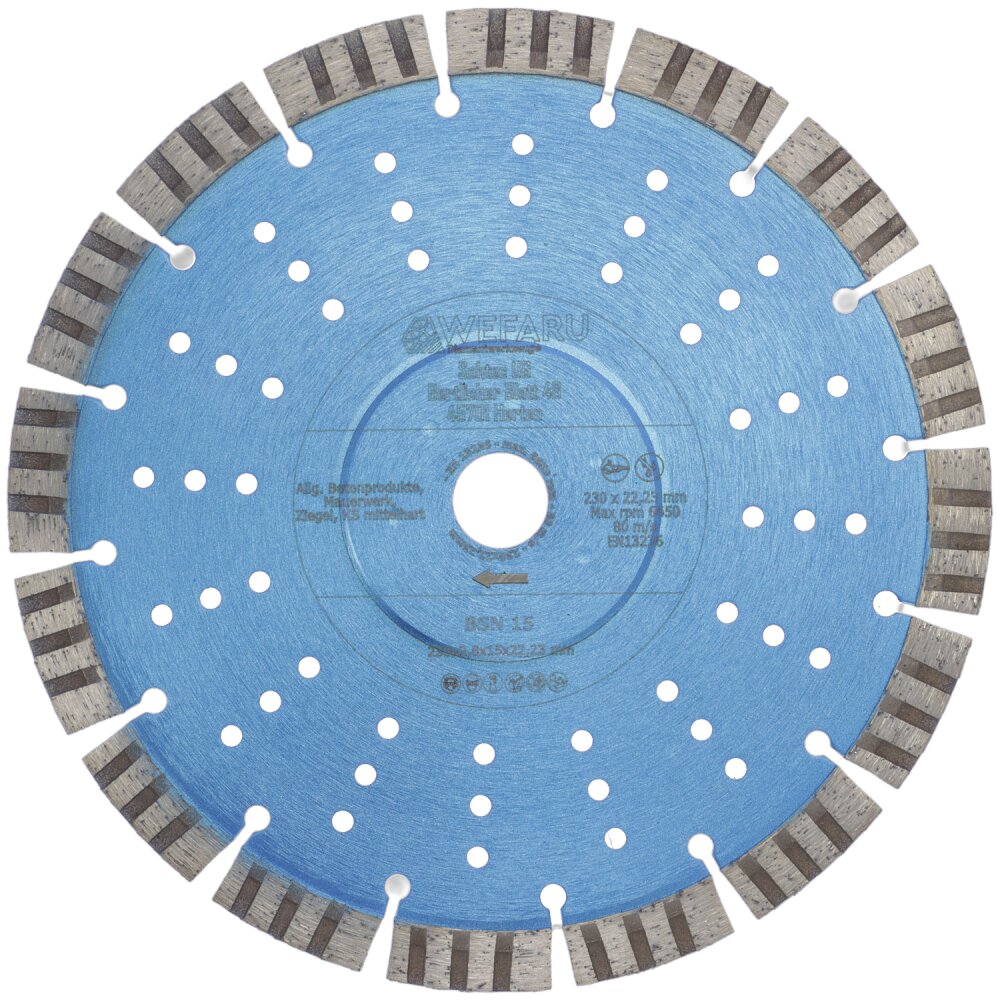 WEFARU Diamanttrennscheibe BSN 15 Beton & Ziegel Turbo Ø 115–350 mm | Universal Trennscheibe Winkelschleifer & Trennschleifer