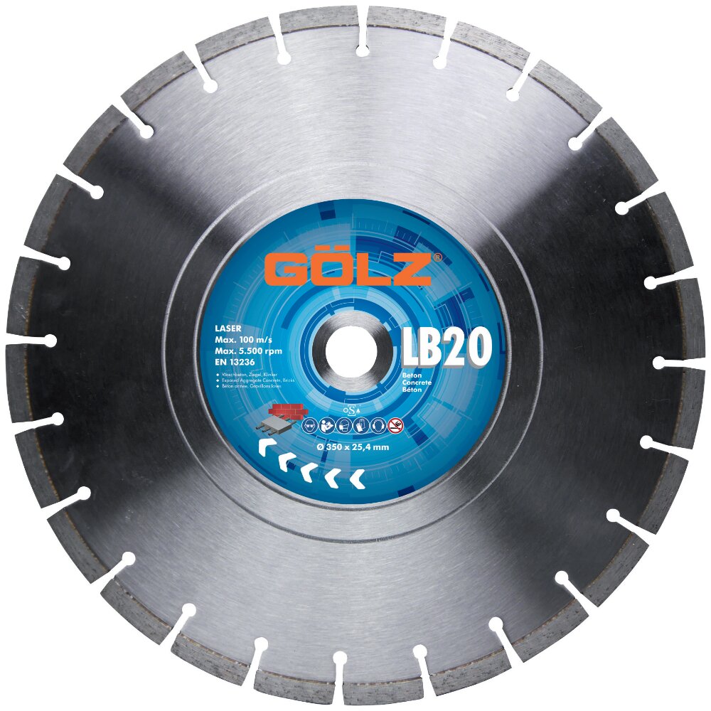 Gölz Diamanttrennscheibe LB20 Ø 400 mm, 20,0 mm Bohrung für Trennschleifer & Tischsägen für Beton, Beton armiert - universal