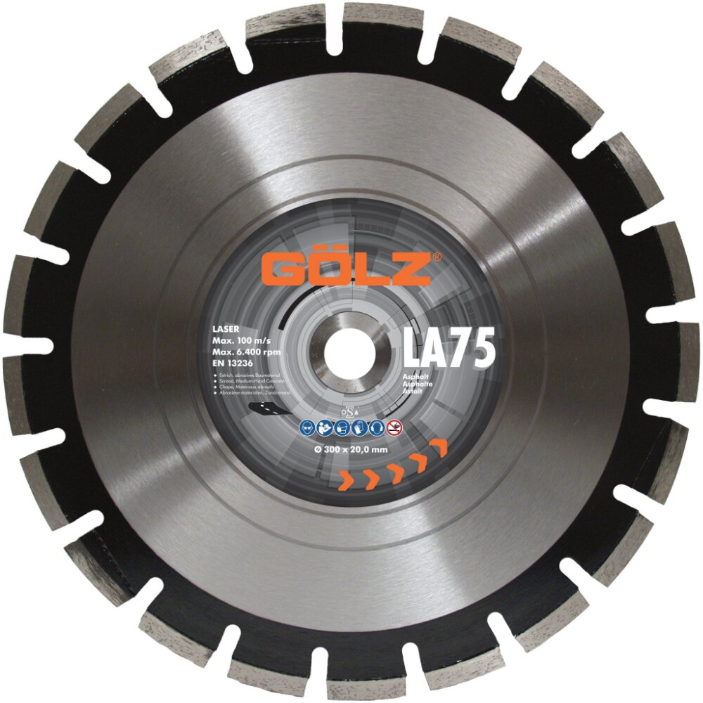 Gölz Diamanttrennscheibe LA75 Ø 350 mm, 25,4 mm Bohrung für Asphalt, Estrich und abrasives Baumaterial